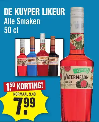 Dirck 3 DE KUYPER LIKEUR Alle Smaken 50 cl aanbieding