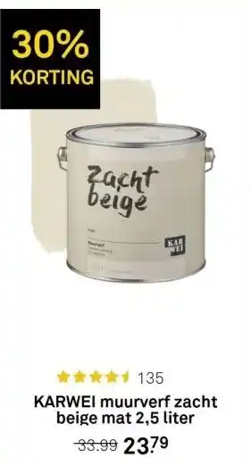 Karwei Karwei muurverf zacht beige mat 2,5 liter aanbieding