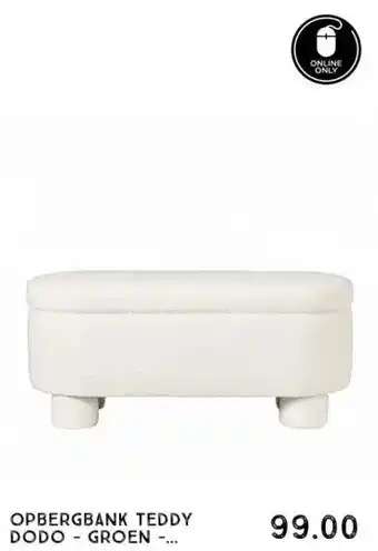 Xenos Opbergbank teddy dodo - groen - 43x99x42 cm aanbieding