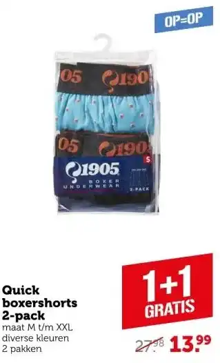 Coop Quick boxershorts 2-pack aanbieding