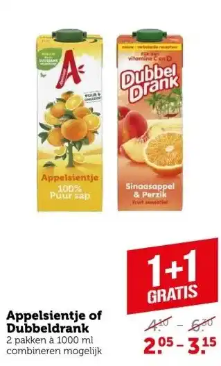 Coop Appelsientje of dubbeldrank aanbieding