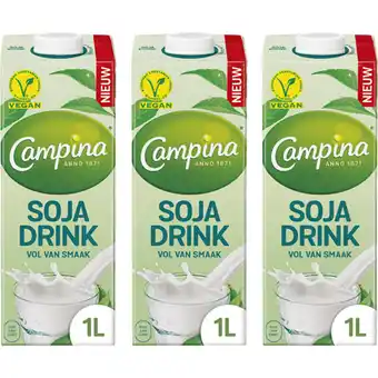 Albert Heijn Campina plantaardig sojadrink 3-pack aanbieding