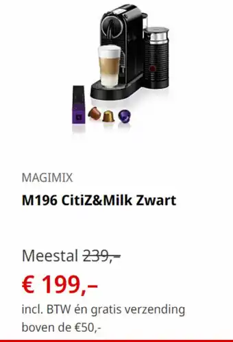 MediaMarkt MAGIMIX M196 Citiz&Milk Zwart aanbieding