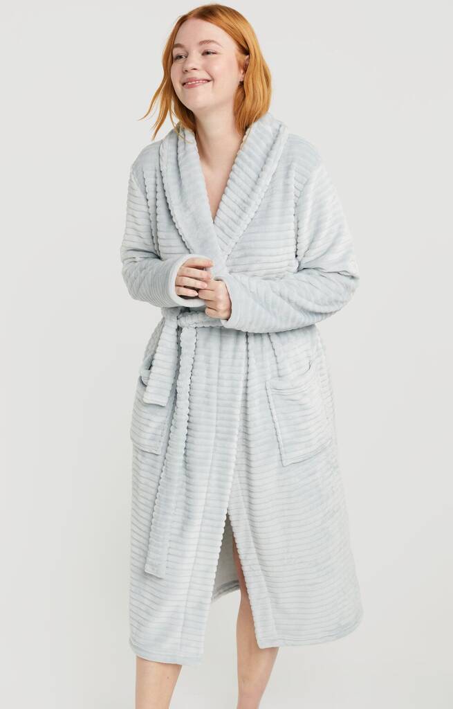 Hema dames badjas lang fleece grijs (grijs) aanbieding bij HEMA