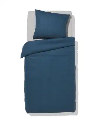 HEMA Hema dekbedovertrek flanel 140x200/220 melange blauw (blauw) aanbieding