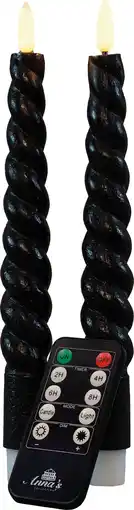 Intratuin Anna's collection led tafelkaars swirl zwart d 2,5 h 23 cm 2 stuks aanbieding