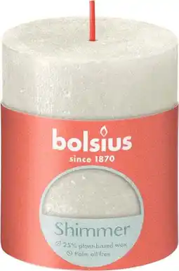 Intratuin Bolsius stompkaars rustiek shimmer wit 35 uur d 6,8 h 8 cm aanbieding