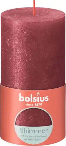 Intratuin Bolsius stompkaars rustiek shimmer rood 60 uur d 6,8 h 13 cm aanbieding