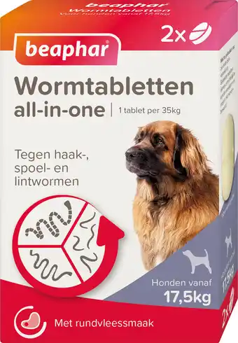 Intratuin Beaphar wormtablet all-in-one hond 17,5-70 kg 2 stuks aanbieding