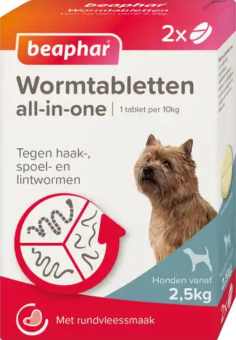 Intratuin Beaphar wormtablet all-in-one hond 2,5-20 kg 2 stuks aanbieding