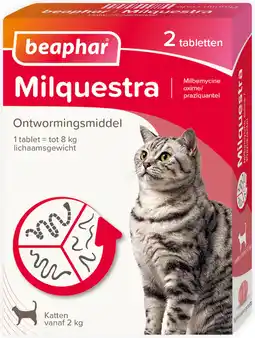 Intratuin Beaphar milquestra ontwormingsmiddel kat vanaf 2 kg 2 tabletten aanbieding