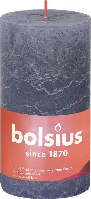 Intratuin Bolsius stompkaars rustiek shine blauw 60 uur d 6,8 h 13 cm aanbieding