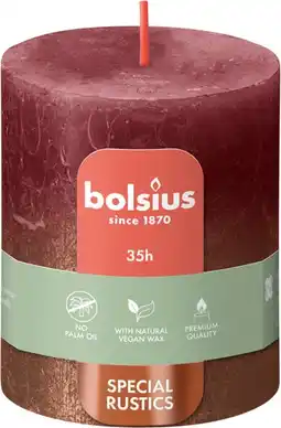 Intratuin Bolsius tafelkaars sunset rood / koper 35 uur d 6,8 h 8 cm aanbieding
