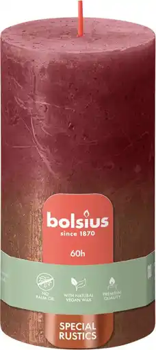 Intratuin Bolsius tafelkaars sunset rood / koper 60 uur d 6,8 h 13 cm aanbieding