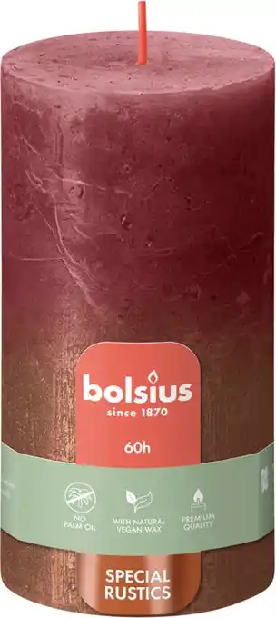 Intratuin Bolsius tafelkaars sunset rood / koper 60 uur d 6,8 h 13 cm aanbieding