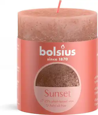 Intratuin Bolsius stompkaars sunset roze 35 uur d 6,8 x h 8 cm aanbieding