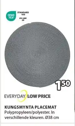 Jysk Everyday low price kungsmynta placemat aanbieding