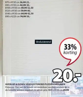 Jysk Hven up & down verduisterend plisségordijnen aanbieding