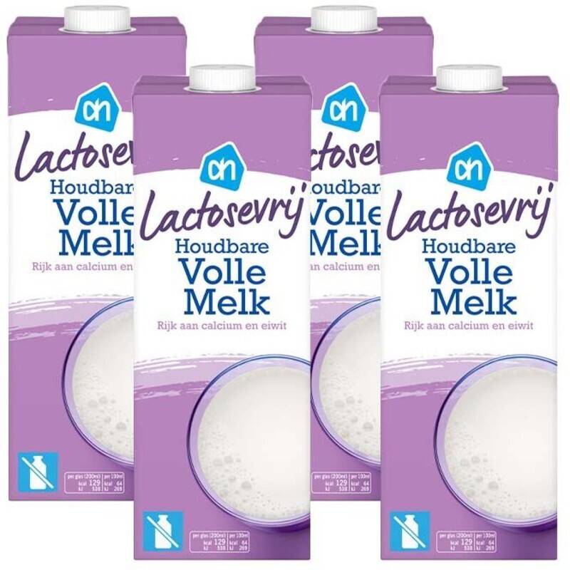Ah lactosevrije volle melk 4pack aanbieding bij Albert Heijn