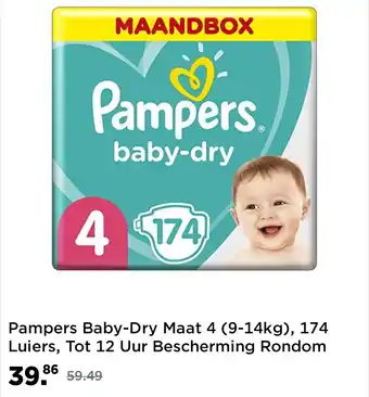 Amazon Pampers Baby-Dry Maat 4 (9-14kg), 174 Luiers, Tot 12 Uur Bescherming Rondom Tegen Lekken, Maandbox aanbieding