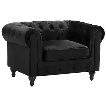 Beliani Fauteuil fluweel zwart chesterfield aanbieding