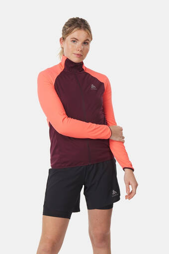 Bever Odlo jacket zeroweight warm hybrid bordeaux / kastanjebruin/middenroze aanbieding