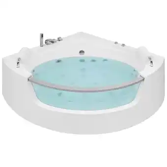 Beliani Hoekbad whirlpool led wit 187 x 136 cm mangle aanbieding