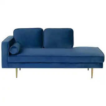 Beliani Chaise longue fluweel marineblauw linkszijdig miramas aanbieding