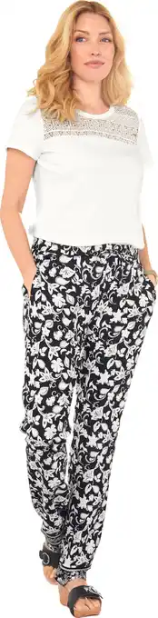 Heine Broek met print in zwart/ecru geprint van heine aanbieding