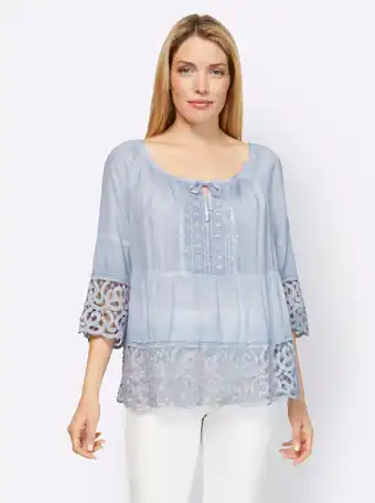 Heine Kanten blouse in lichtblauw van heine aanbieding