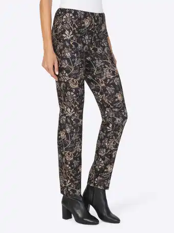 Heine Broek met print in zwart/camel bedrukt van heine aanbieding