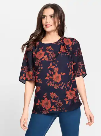 Heine Blouse met print in marine/roestrood bedrukt van heine aanbieding