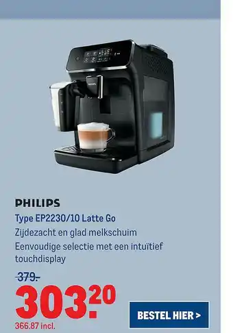 Makro Philips EP2230-10 Latte Go aanbieding