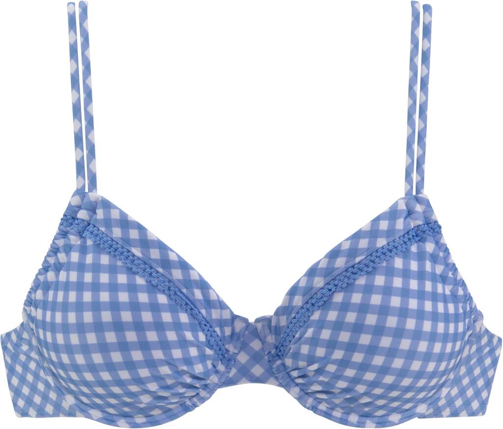Beugelbikinitop in lichtblauw geruit van buffalo aanbieding bij Heine