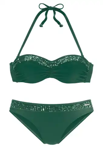 Heine Bandeaubikini met beugel in smaragdgroen van bruno banani aanbieding