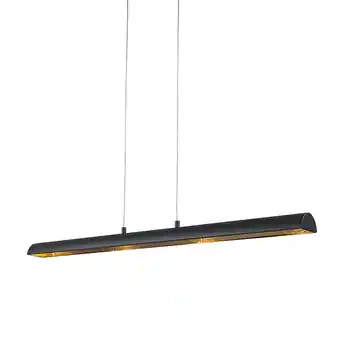 Lampenlicht.nl Hanglamp zwart met gouden binnenkant incl. led - balo 4 aanbieding