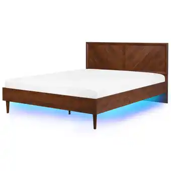 Beliani Bed met led hout donkerbruin 180 x 200 cm mialet aanbieding