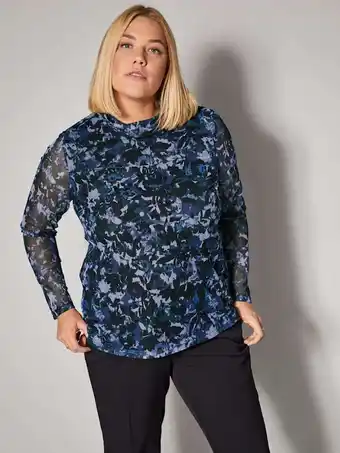 Klingel Longsleeve van gedessineerd meshmateriaal sara lindholm zwart/donkergroen aanbieding