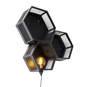 Lampenlicht.nl Industriële wandlamp zwart - comb gaze aanbieding