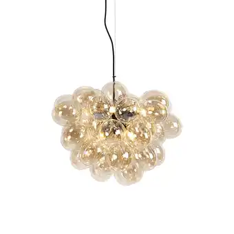 Lampenlicht.nl Art deco hanglamp zwart met amber glas 8-lichts - uvas aanbieding