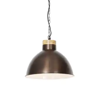 Lampenlicht.nl Vintage hanglamp hout met koper koper - pointer aanbieding