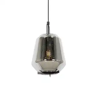 Lampenlicht.nl Art deco hanglamp zwart met smoke glas 23 cm - kevin aanbieding