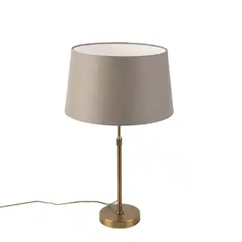 Lampenlicht.nl Bronze tafellamp met linnen kap taupe 35cm - parte aanbieding