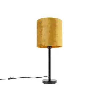 Lampenlicht.nl Moderne tafellamp zwart met kap goud 25 cm - simplo aanbieding