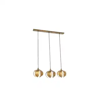 Lampenlicht.nl Vintage hanglamp goud langwerpig 3-lichts - botanica aanbieding