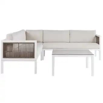 Beliani Loungeset 4-zits aluminium wit/bruin linkszijdig borello aanbieding