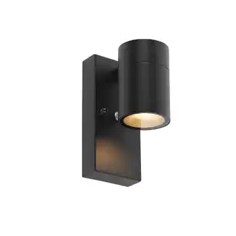 Lampenlicht.nl Buitenwandlamp zwart met licht-donker sensor ip44 - solo aanbieding