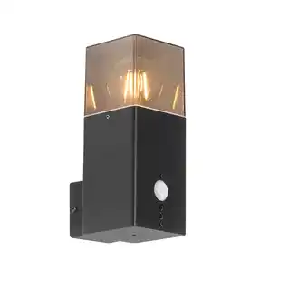 Lampenlicht.nl Buiten wandlamp zwart ip44 met bewegingsmelder - denmark aanbieding