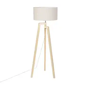 Lampenlicht.nl Vloerlamp tripod hout met peper kap 50 cm - puros aanbieding