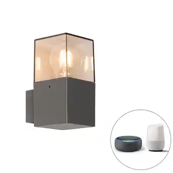 Lampenlicht.nl Smart moderne buitenwandlamp antraciet ip44 incl. wifi a60 - denmark aanbieding